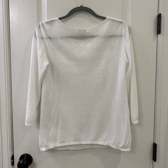 J. Jill XS White Linen Blend Embroidered Collar Chest Lightweight Sweater - Picture 13 of 13